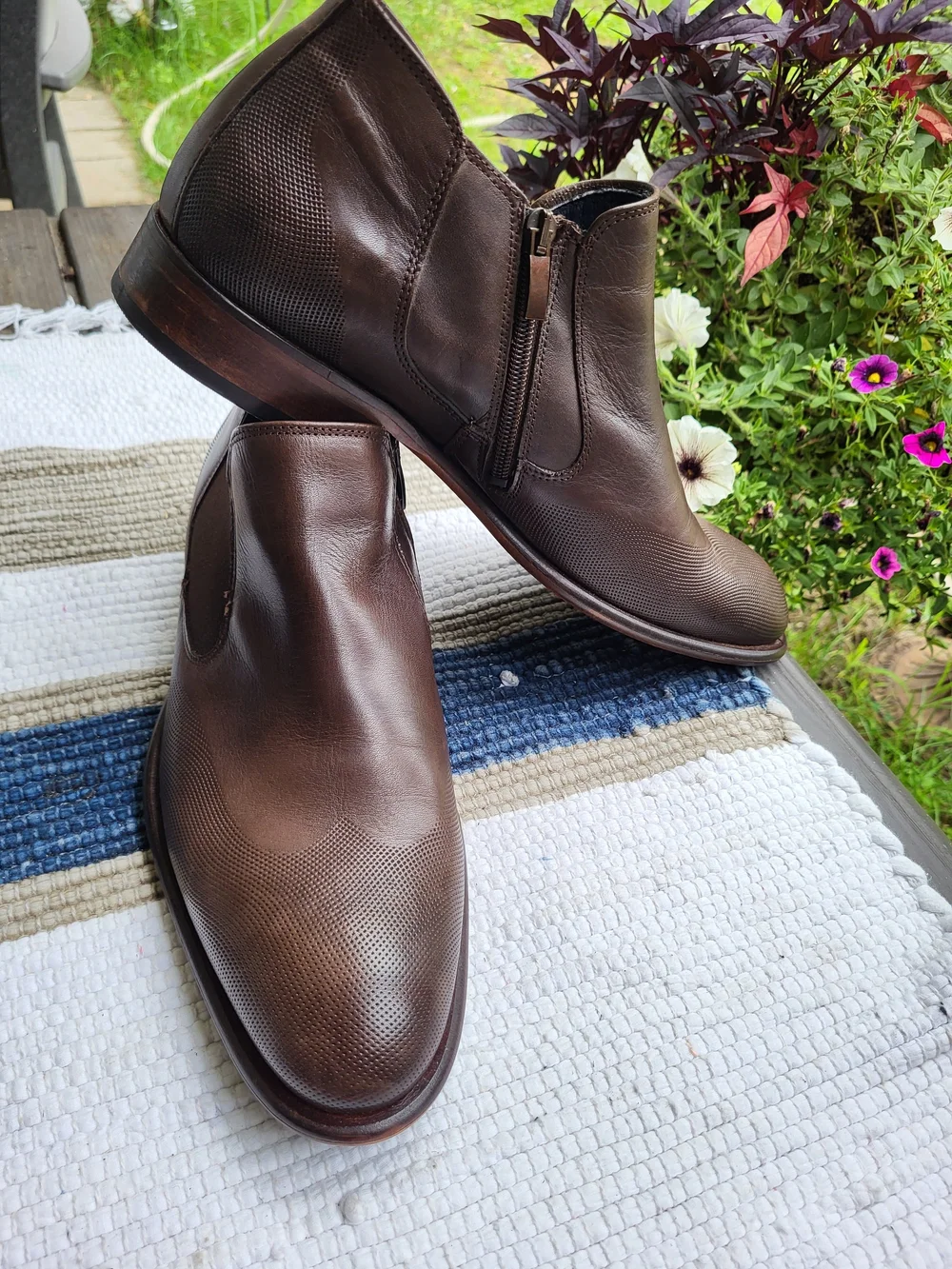 Usher Green| Men's Brown Leather Chelsea Ankle Boots Side Zip Round Toe 10